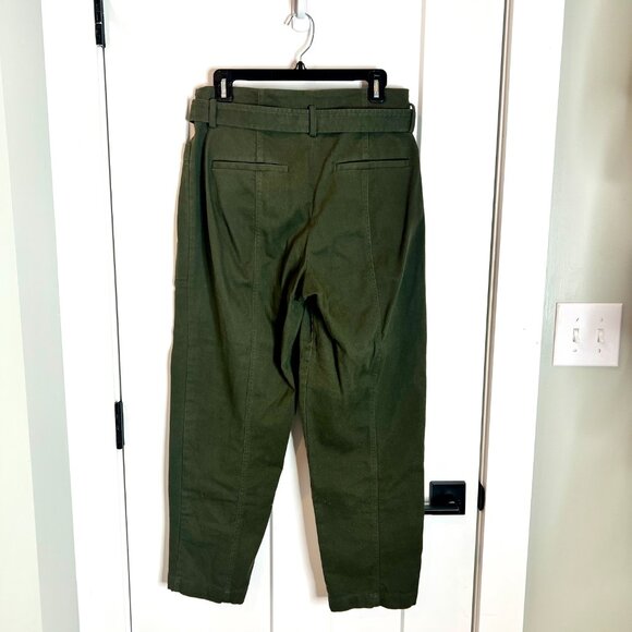 Banana Republic Twill Belted High-Rise Tapered Utility Pants Army Green Size 8 - Picture 5 of 7